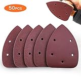 TACKLIFE 50Pcs Mouse Detail Sander Sandpaper 40/60/80/100/240 Grits Hook and Loop Assorted Sanding Paper - ASD2A