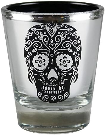 Shot Glass - Assorted Themes/Colors (Day of the Dead Metallic Sugar Skull)