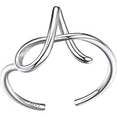 SILVERCUTE S925 Initial Rings, Adjustable Size 6-12 Statement Alphabet Letter A-Z Jewelry Personalized Twisted Initials Rings Sterling Silver Stacking Ring for Women