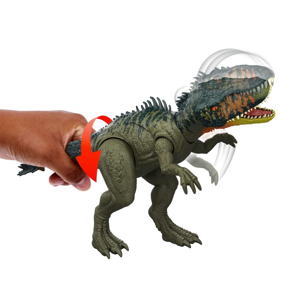 Mattel Jurassic World Rebirth Gigantic Thrashers Tyrannotitian Dinosaur Figure Toy, 2 Tail Activated Rampage Attacks, Digital Play
