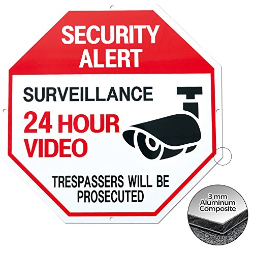 Video Surveillance Signs Security Sign Video Surveillance Alert - Intrusion Prevention Effect 12 x 12 Octagon Aluminum Sign - Thumbnail 7