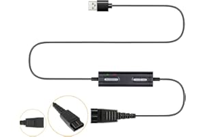 VoiceJoy USB to Quick Disconnect Adapter for Jabra GN QD Headsets with Adjustable Volume and Microphone Mute Switch