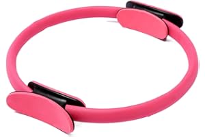 Zephylix Pilates Ring Fitness Circle 14.96" Yoga Rings Magic Circle with Dual Padded Handles for Toning Arms, Thighs/Legs & Core Pink