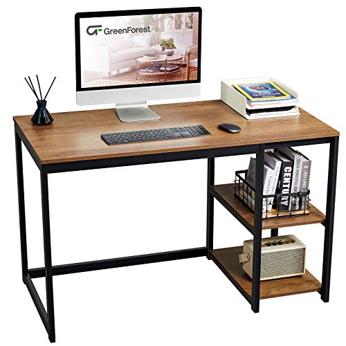 GreenForest Computer Desk 47 inch with Storage Space Home Office Work Desk with 2-Tier Shelves Modern PC Workstation…