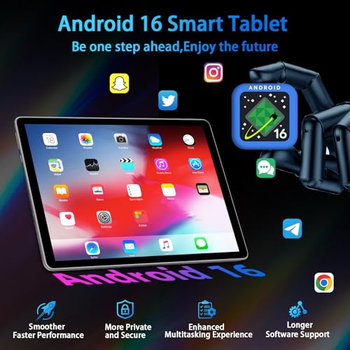 11 Inch Tablet Android 16 with Gemini AI, T615 Octa-Core, 32GB RAM + 128GB ROM /2TB TF, 16MP+8MP, 1920x1200 IPS HD 90Hz Display, 8000mAh with Fast Charging & OTG, Widevine L1, GPS(Gray)