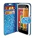 Moto G Case, Customerfirst, Motorola Moto G Wallet Case [Book Fold] Leather Moto G Flip Cover with Folding Stand, Credit Card Slots - Flip Case for Motorola Moto G, 2013 (1st Gen.) (Blossom Teal)
