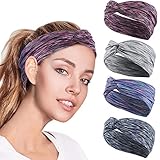 ZIQIAN 4 Pack Women Headband Criss Cross Head Wrap Fashion Bow Knotted Hair Band Non Slip Elastic Sweat Sports Hairband for men Girl