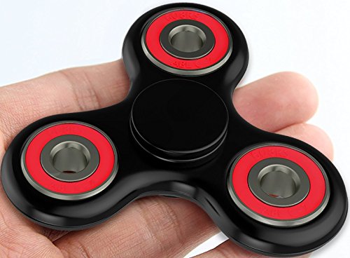 The Anti-Anxiety 360 Spinner Helps Focusing Fidget Toys [3D Figit] Premium Quality EDC Focus Toy for Kids & Adults - Best Stress Reducer Relieves ADHD & Boredom Ceramic Cube Bearing (Black with RED)