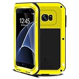 Galaxy S7 Edge Case, bpowe Armor Tank Aluminum Metal Shockproof Military Heavy Duty sturdy Protector Cover Hard Case for Samsung Galaxy S7 Edge (Yellow)