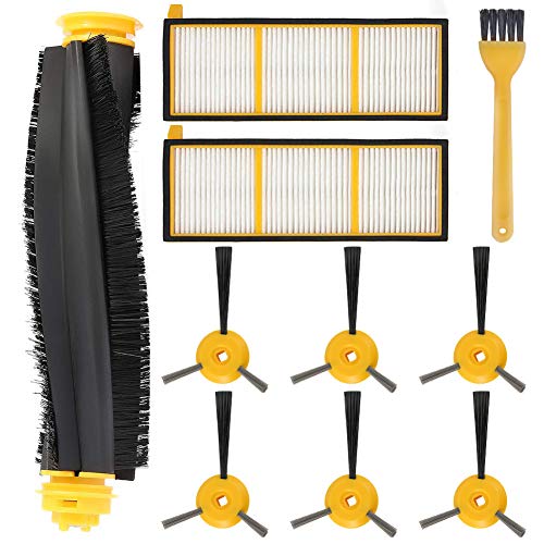 SUNTARY Replacement Accessories for Shark ION Robot RV750 RV750C RV755 RV720 RV700 Vacuum Cleaner, (NOT Fit RV7XX_N), 1 Main Brushroll +2 Filter + 6 Side Brush + 1 Cleaning Tool, 10 Packs Spares Parts