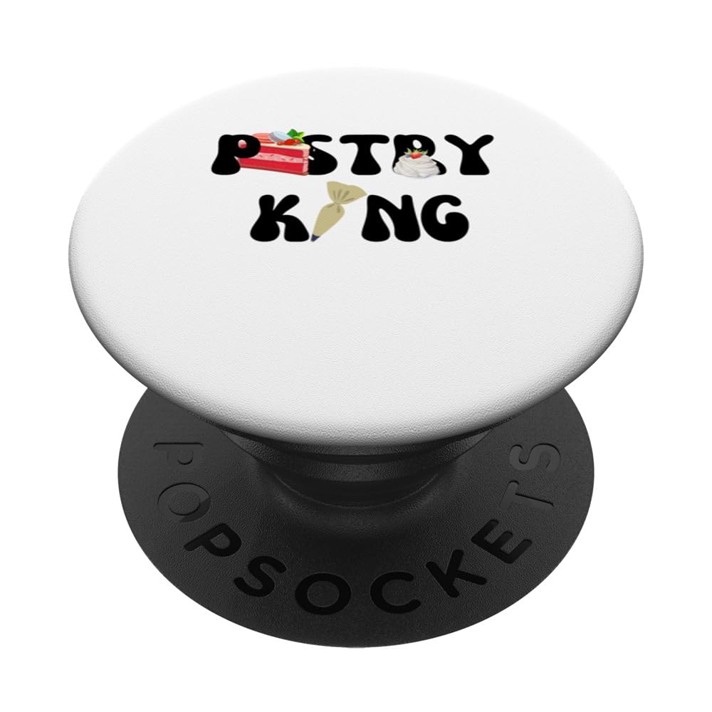 Pastry King Chef Cake Design Vintage Text PopSockets Swappable PopGrip