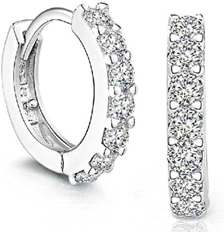 OVERMAL 925 Sterling Silver Rhinestones Hoop Diamond Stud Earrings for Women