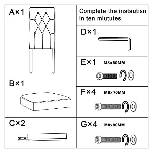 Dining Chairs Set of 4 Upholstered Dining Room Chairs, Button Tufted