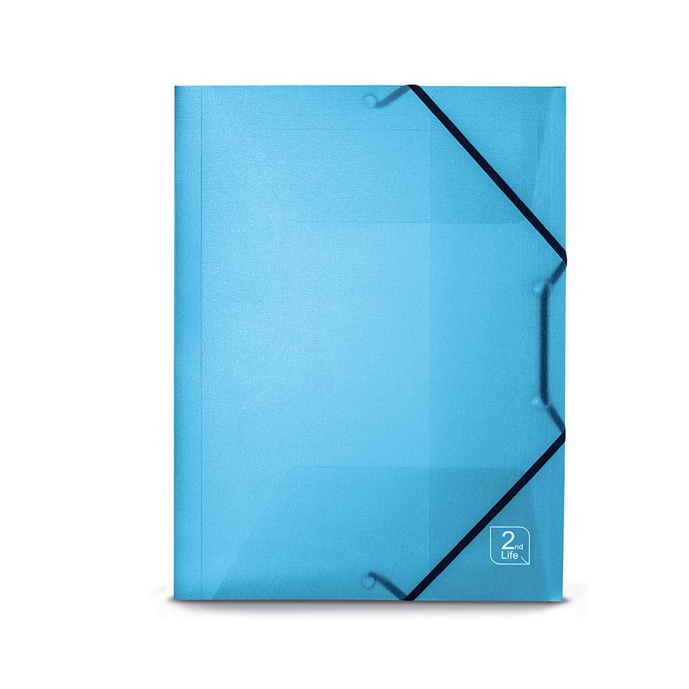 Favorit Folders 3 Flaps with Elastic 2ndLife, 22 x 30 cm, Spine 0-3 cm, Recycled Translucent Polypropylene Pre-Consumption, Ice Blue