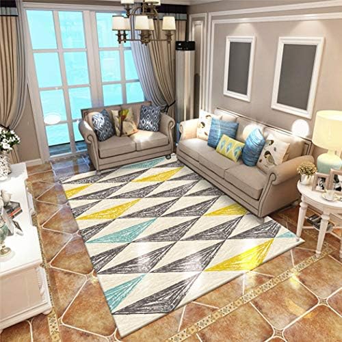 Large Area Rugs For Living Room Dorm Room Classroom,Abstract Vintage Bohemian Soft Cozy Thick Non-Skid Carpets,3D Print Yellow Gray And Blue Modern Art Home Decor Indoor Floor Mats