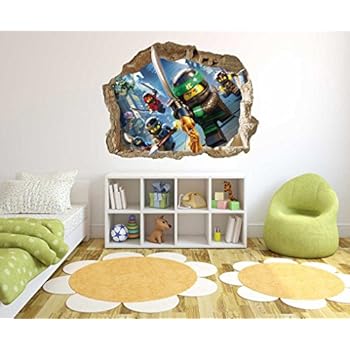Ninjago Samurai Characters - 3D Smashed Wall Effect - Wall Decal for Home Nursery Decoration (Wide 20