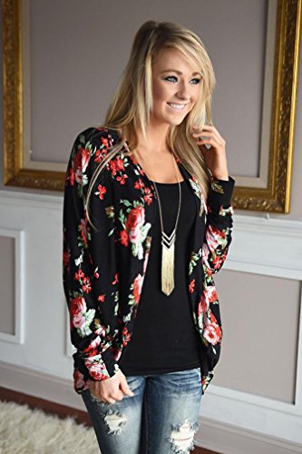 Gillberry Womens Boho Irregular Long Sleeve Wrap Kimono Cardigans Casual Coverup Coat Outwear Tops (S, Black)