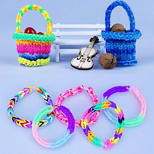 600Pcs Colorful Rubber Bands Refill + 480Pcs S Clip+ 1 Loom Hook for Loom Rubber Band Knitting Loom Hook Tool Loom Kit DIY Rubber Band Bracelet Woven S Clips Connectors Refills for DIY Bracelet Kit B