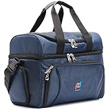 MOJECTO Cooler Bag-12x10x6.5-Inch.Two Insulated Compartments, Heavy Duty Polyester, High Density Insulation (Hot or Cold), 2 Heat Sealed Removable Peva Liner, Many Pockets, Strong Double Zipper