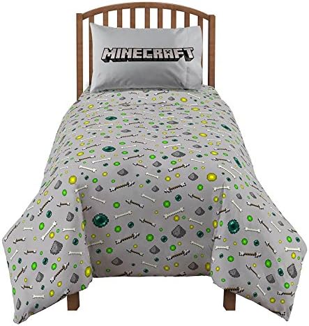 Minecraft Twin Sheet Set with Pillowcase and Keychain