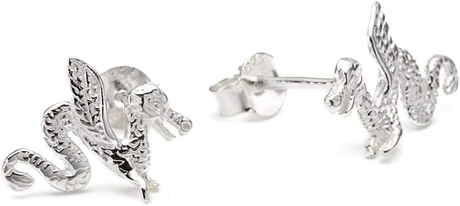 sense925 Sterling Silver Stud Earrings Dragon Height 1.3 cm Wide 0.8 cm