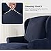 Subrtex 2-Pieces Spandex Elastic Arm Wingback Cover Waffle Fabric Back Furniture Protector Stretch Sofa Slipcovers for Living Room（Wing Chair，Navy）