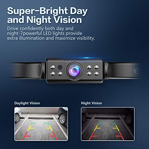 Backup Camera, Esky Upgrade Version Car Rear View Reversing Camera with 170° Perfect View Angle Design 7 IR LED Lights Night Vision IP68 Waterproof Universal Car Backing Camera Guide Lines ON/Off - Thumbnail 4