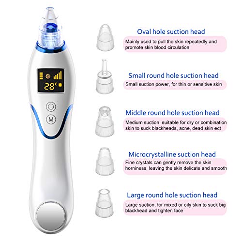 Blackhead Remover Vacuum, VICOODA Hot and Cold Care Panel Pore Cleaner 3 in 1 Rechargeable Blackhead Acne Extractor Tool with LCD Display, 5 Adjustable Suction Level and 5 Replacement Probes - Thumbnail 2