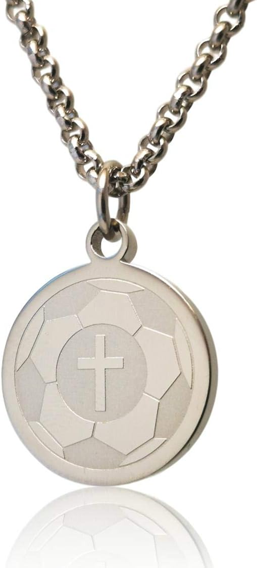 Pendant Sports Luke 1:37 Athletes Necklace Crafted in Stainless Steel and Presented in a Black Velvet Box. Baseball, Football, Hockey, Racing, Soccer, Basketball & Volleyball.