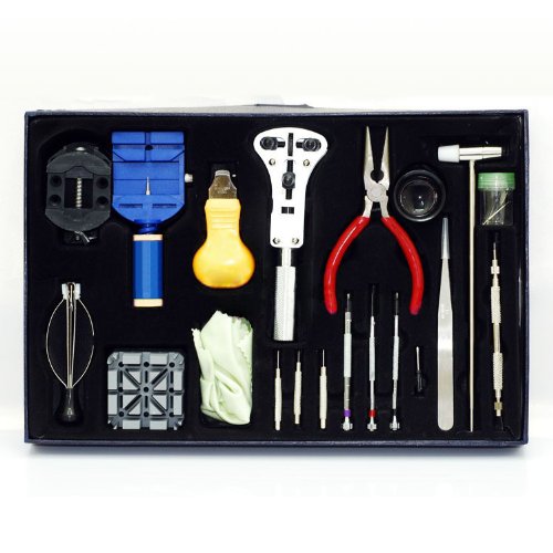 Click Here to See More Images Pellor One Set 20 Pcs Professional Watch Repair Tool Kit with Opener Remover Wrench Screwdriver Watchband Link Pin Remover Tweezers Eye Loupe and More