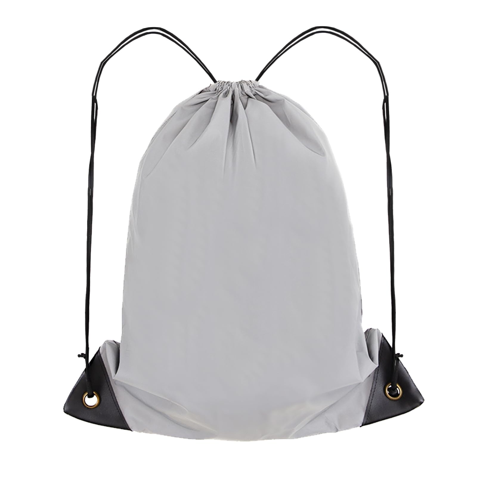 HFCOONY PE Bag Drawstring Gym Bag, Reflector Drawstring Bags For Kids Adults PE Bags For School Boys Girls Sports Gym, Travel Outdoor,Large Pull String Beach Swim Bag Gym Sack.Gray