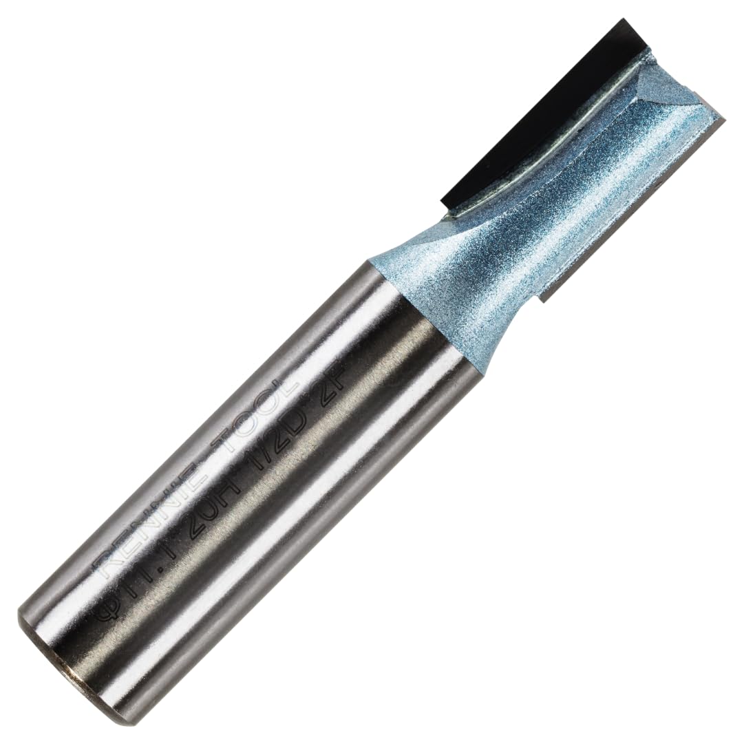 Rennie Tools - 11.1mm (7/16") Cutting Diameter x 20mm Flute x 1/2" Shank TCT Tipped 2 Flute Straight Router Cutter Bit. Compatible With Makita Trend Festool Hikoki Dewalt Router Etc. 11.1mm Router Bit