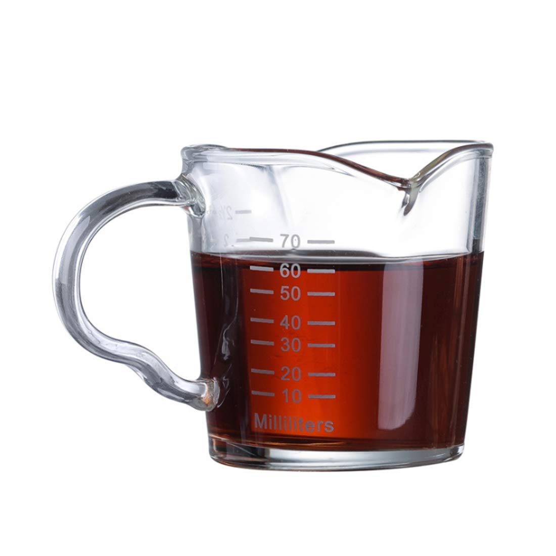Espresso Shot Glass Cup Pitcher 3oz/70ml Small Jug Mugs Coffee Shot Glass Measures Cup Double Pouring Spouts with Handle