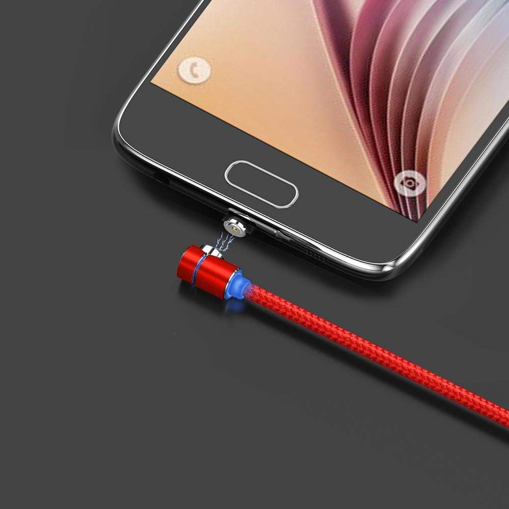 LSGAE Magnetic Phone Charger Cable, Compatible with Mirco USB, Type C Smartphone and iProduct Device (Red 5-Pack)