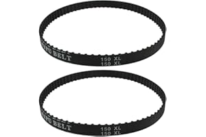 Acoeitl 2Pcs 150XL037 Timing Belt 10mm Width 75 Teeth Cogged Rubber Synchronous Closed Loop Small Gear Drive Belts for 3D Printer Air Compressor Carbon Belt Replacement Disc Tabletop Sander Black