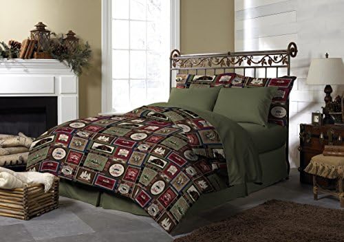 Pine Creek Lodge Comforter Set Including Shams - Premium Luxury Bed Spread, Rustic Southwestern Style Perfect for Hunters, Cabins and Lodges (Forest Lodge, King)