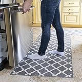 Ottomanson Glamour Collection Contemporary Moroccan Trellis Design Kids Lattice Area Rug (Non-Slip) Kitchen and Bathroom Mat Rug, 26" X 6'0", Grey