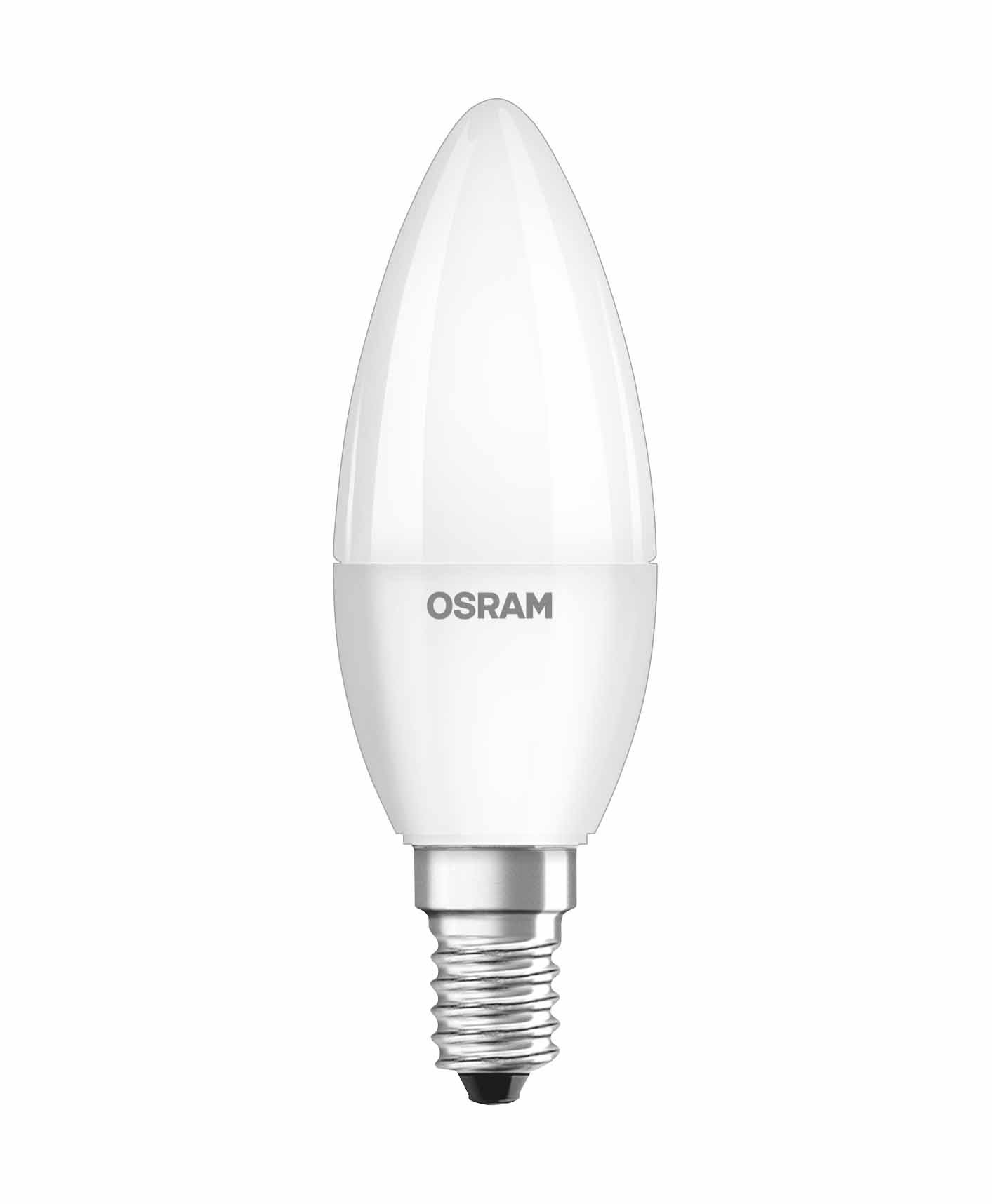 OSRAM LED Star Classic B/LED lamp, Classic mini Candle Shape, with Screw Base: E14, 5 W, 220…240 V, 40 W Replacement, Frosted, Cool White, 4000 K, 1pack