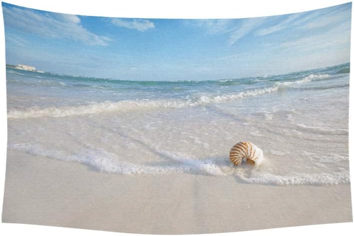 JOCHUAN Tapestry Nautilus Shell On A Sea Ocean Beach Sand With Nice Tapestries Wall Hanging Flower Psychedelic Tapestry Wall Hanging Indian Dorm Decor For Living Room Bedroom 60 X 40 Inch