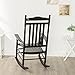 B&Z KD-22B Black Wood Rocking Chairs Adult Patio Carved Vintage Outdoor Indoor