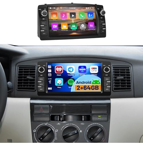 Fuluku 2+64G Android 13 Car Radio for Toyota Corolla E120 2000-2006 with Wireless Carplay Android Auto, 7 Inch Touch Screen Radio with Bluetooth/WiFi/GPS/Security Camera/FM/RDS/SWC