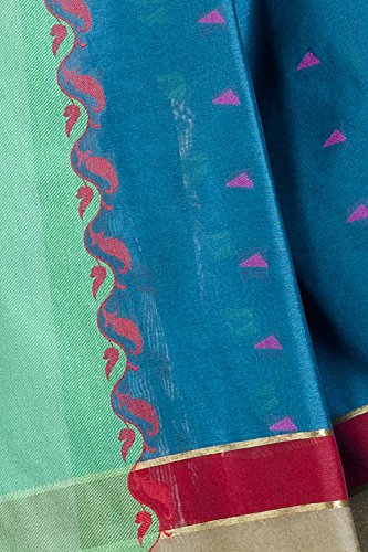 Chandrakala Green Banarasi Cotton Silk Saree - Image 7