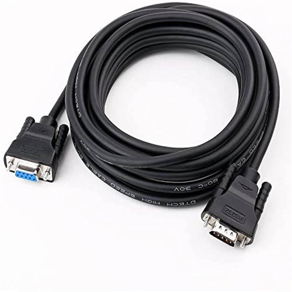 DTECH DB9 RS232 Serial Cable Male to Female Port Extension Null Modem Cord Full Handshaking 7 Wire Crossover for Data Communication (3m, Black)