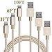 iphone Charger, GOOLEEN 3Pack Lightning Cable 3ft 6ft 10ft Nylon Braided Extra Long USB Charging Cord for iphone se/6s/6s plus/6plus/6/5s/5c/5,iPad Mini/Air/5,iPod. Compatible with iOS9.(Gold)
