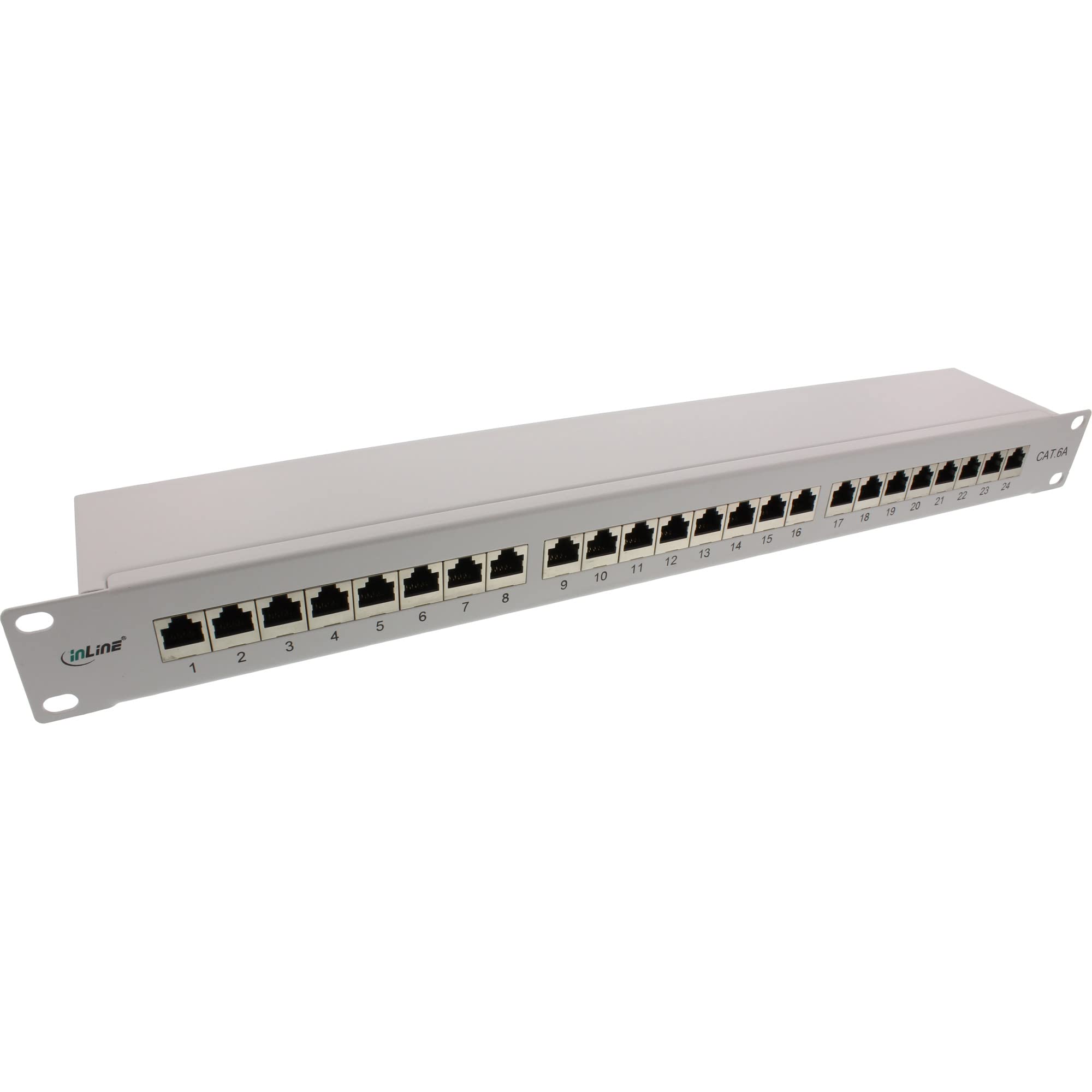 InLine® 76824I Patch Panel 6 A 24-Port 48.26 cm/19 Inches 1HE RAL7035 Light Grey