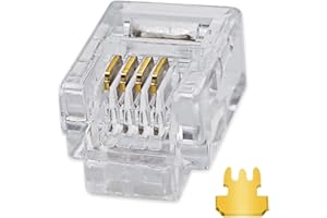 XANHAM RJ11 6P4C Pass Through Connectors(100 Pieces Pack) Telephone Line Cable Wire Male Plug, AV00503