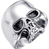 INRENG 316L Stainless Steel Men's Cool Skull Head Ring Punk New Jewelry Black/Blue/Gold/Silver
