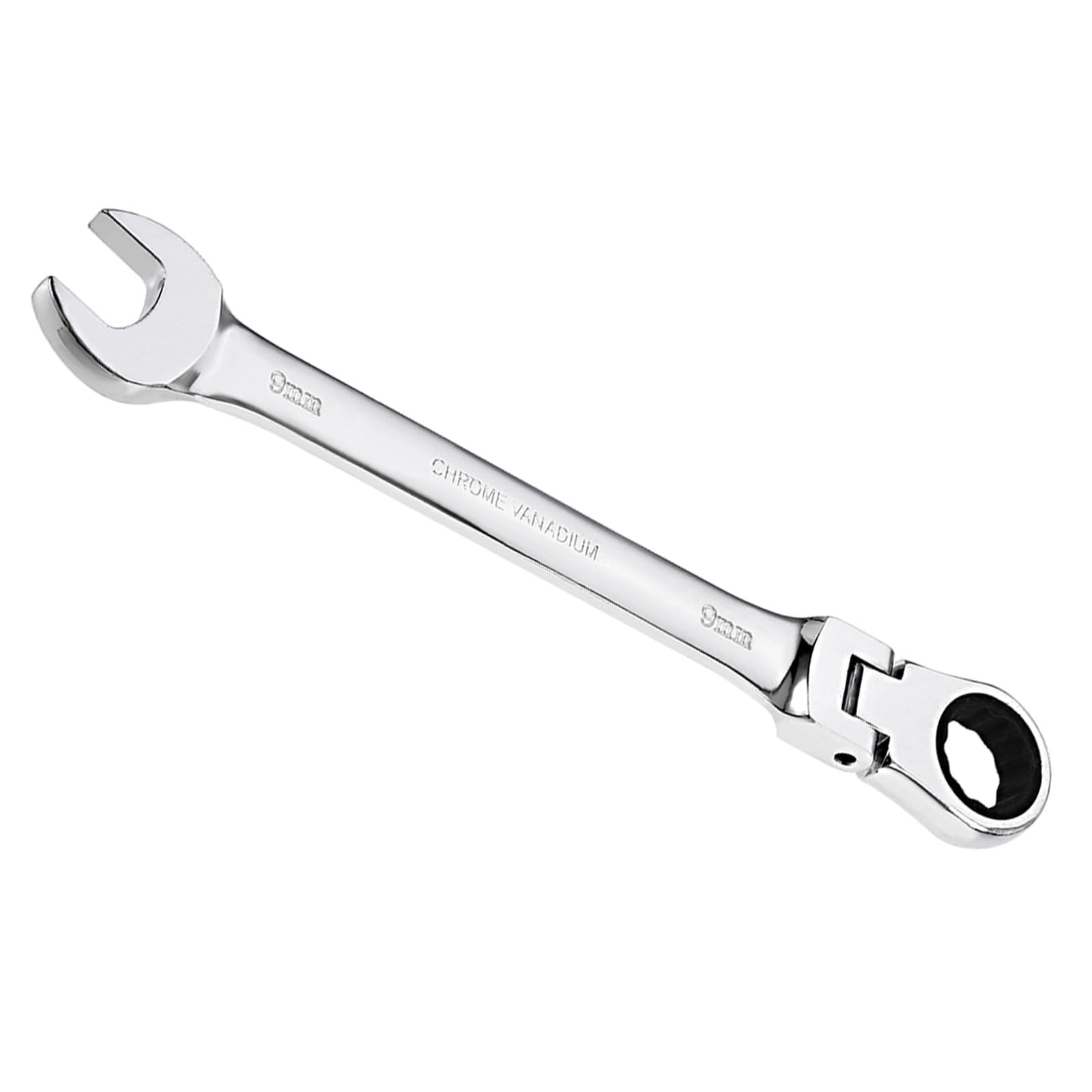 CoCud Flex-Head Ratcheting Wrench, 9mm Head Metric 72-Teeth, Cr-V Combination Wrench Spanner - (Applications: for Repairing Home Tasks)