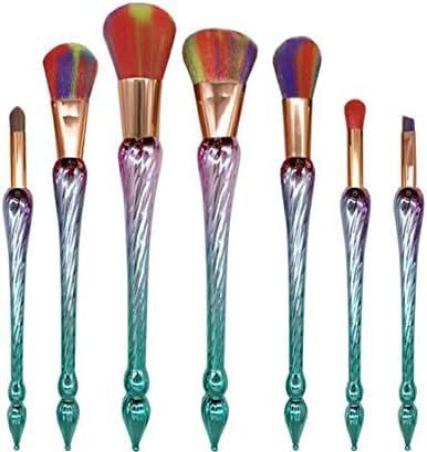 SweetyLady 7PCS Spiral Tower Cosmetic Brush Set Diamond Handle Mermaid Makeup Brushes Eyebrow Eyeliner Blush Cosmetic Concealer Brush