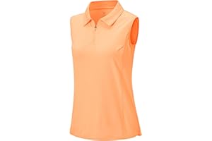 BGOWATU Women's Sleeveless Golf Polo Shirts 1/4 Zip Tennis Tank Tops with Collar UV Protection Quick Dry